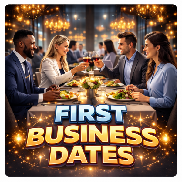 Geschäftsdaten bei festlichem Abendessen